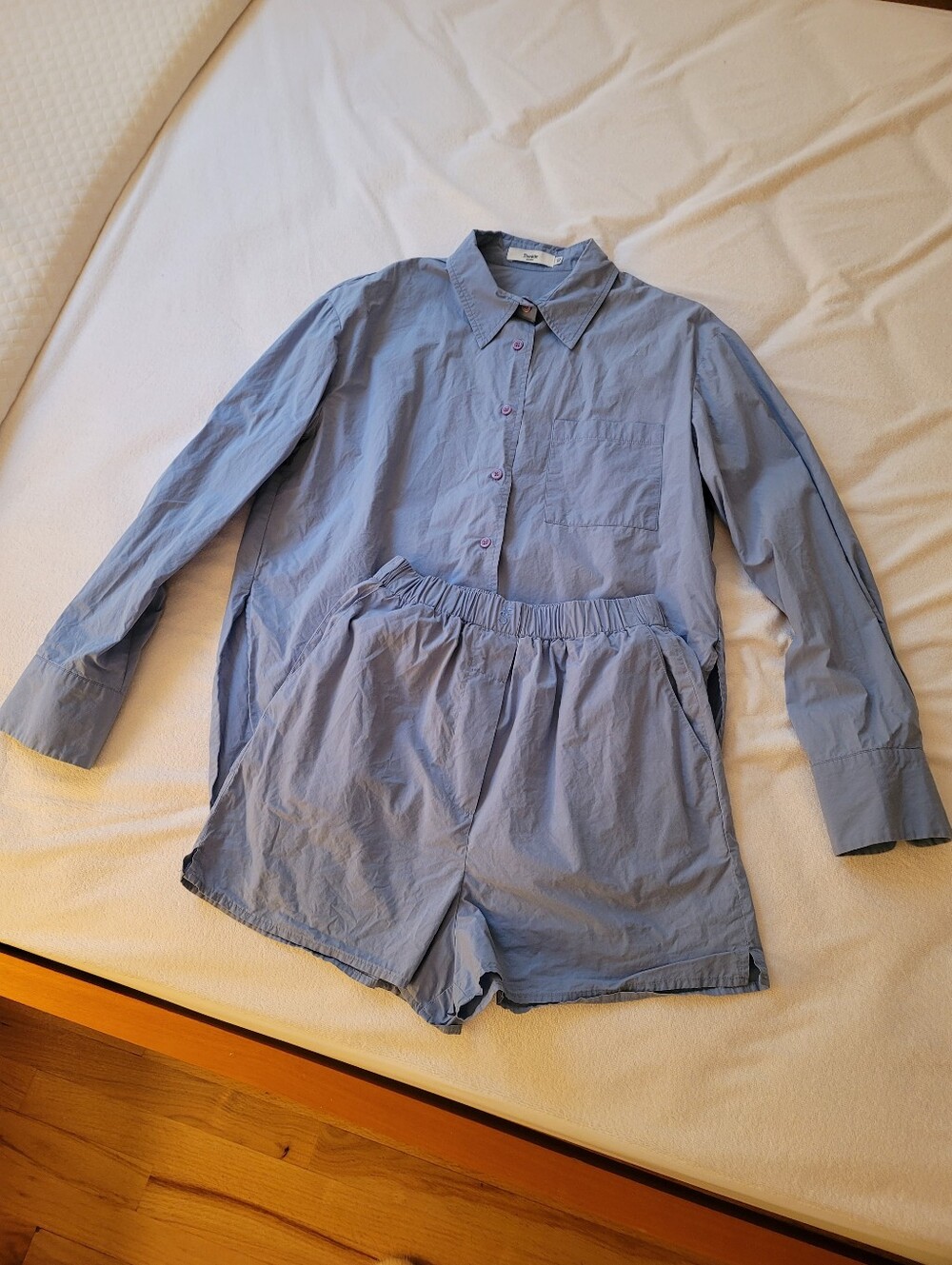 The Frankie Shop Lui Set Shirt & Shorts Blue Size XS Pre-owned